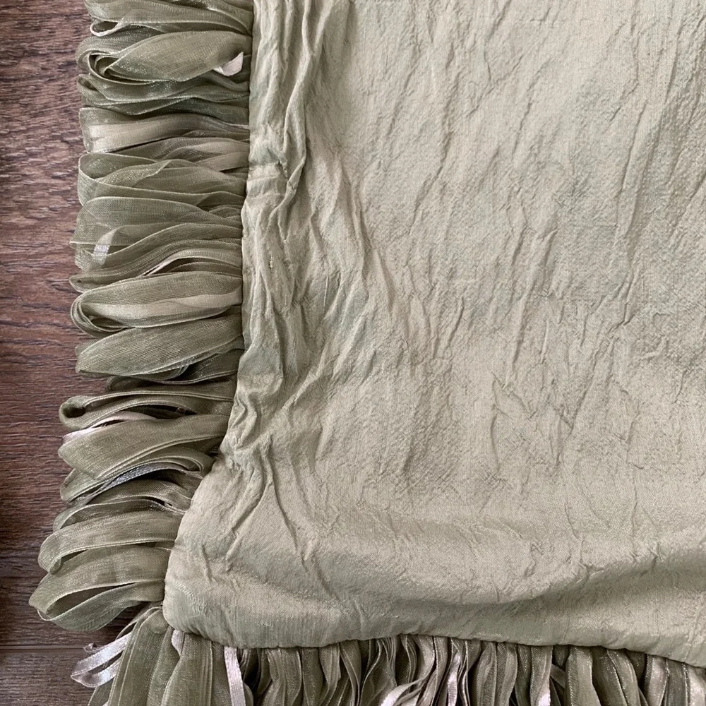 Green Fringed Throw Pillows